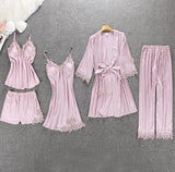 5 Pieces Satin Sleepwear