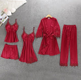 5 Pieces Satin Sleepwear