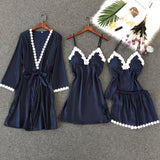 4 Pieces Satin Sleepwear Set