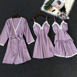 4 Pieces Satin Sleepwear Set