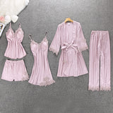5 Pieces Satin Sleepwear